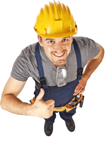 A worker giving a thumbs up.
